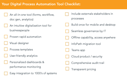 Business Process Automation Tool Checklist