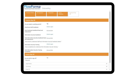 FlowForma Employee Onboarding Form