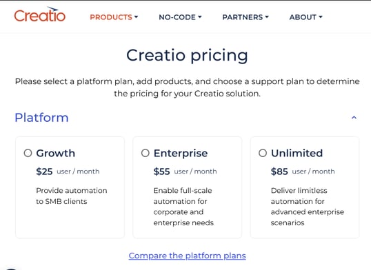 creatio-pricing